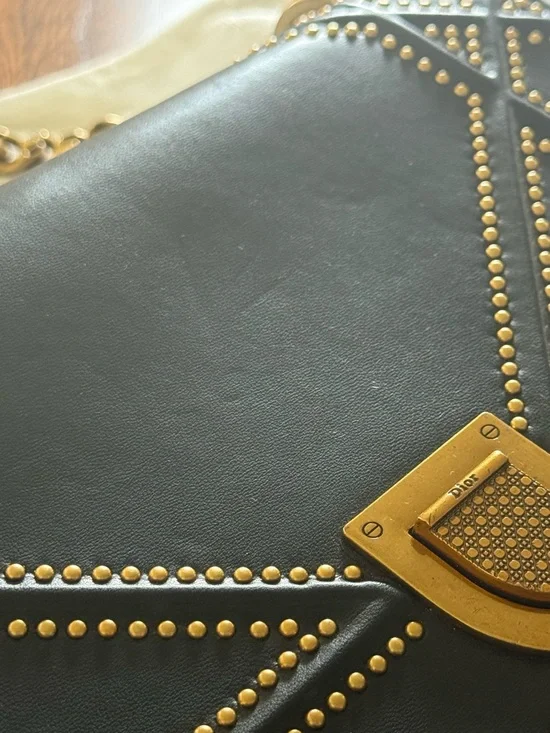 Lambskin Studded Medium Diorama Flap Bag Black Gently Worn - Picture 3 of 16